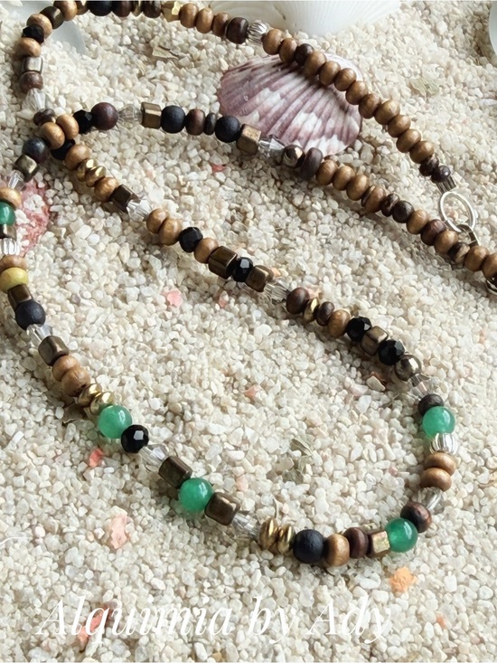 Alquimia Jewelry - Surfer style gemstones beaded earthy short necklace